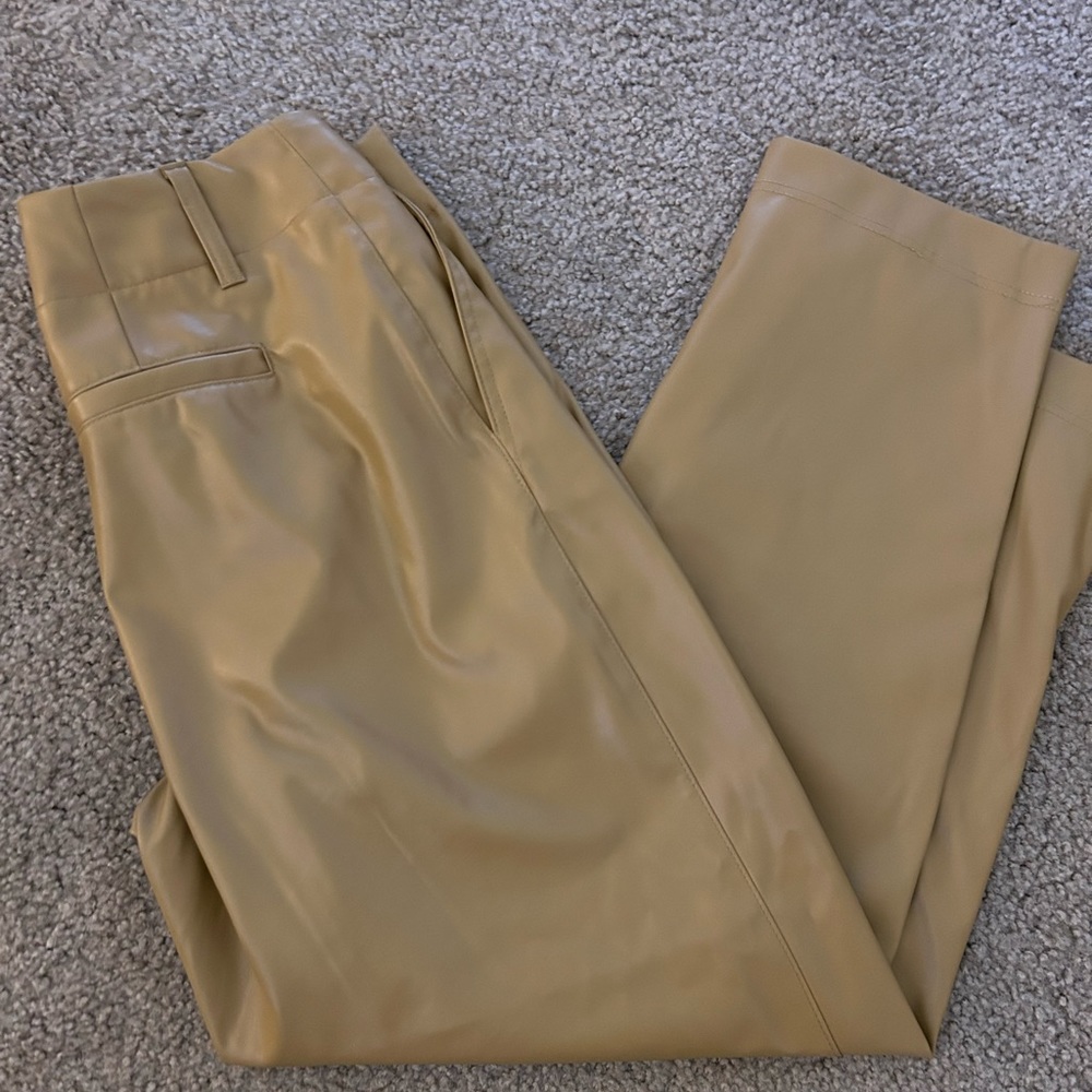 Faux leather wide legged pants